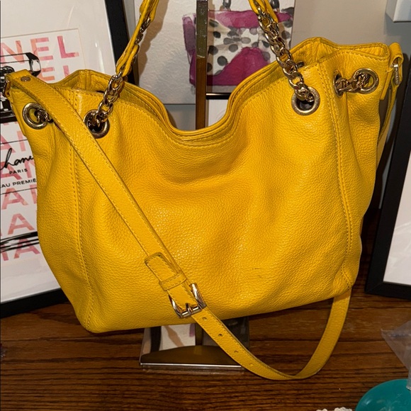 MICHAEL Michael Kors | Zinnia Maragold Yellow Pebbled Leather Satchel -EUC - Picture 11 of 16